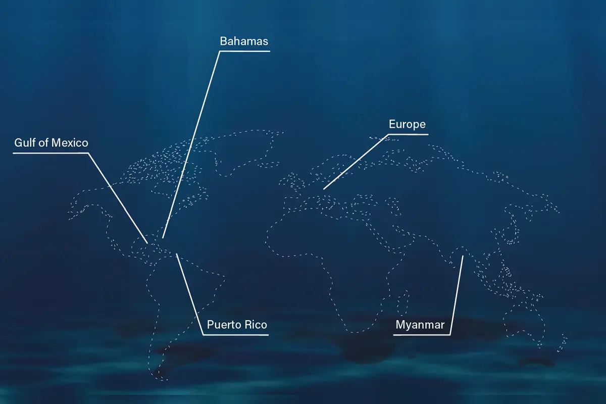 World map showing selected BRUGG Pipes cryogenic application locations